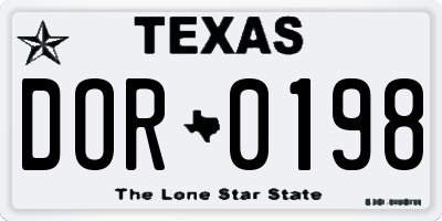 TX license plate DOR0198