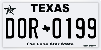 TX license plate DOR0199