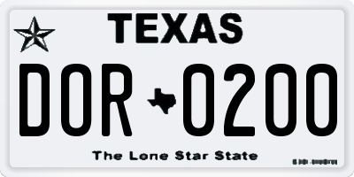 TX license plate DOR0200