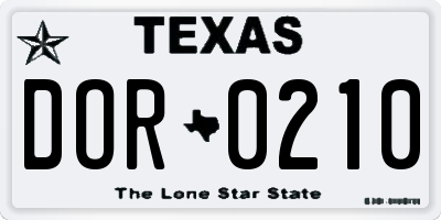 TX license plate DOR0210