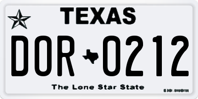 TX license plate DOR0212