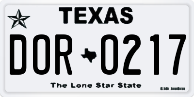 TX license plate DOR0217