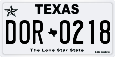 TX license plate DOR0218