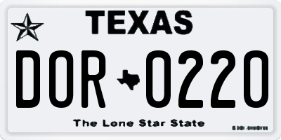 TX license plate DOR0220