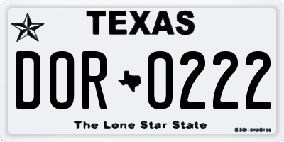 TX license plate DOR0222