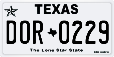 TX license plate DOR0229