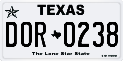 TX license plate DOR0238