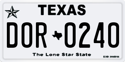 TX license plate DOR0240