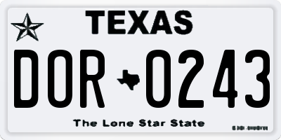 TX license plate DOR0243