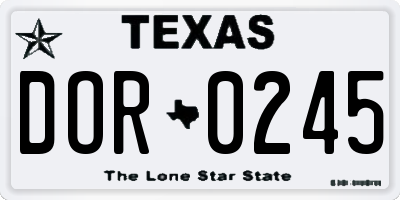 TX license plate DOR0245