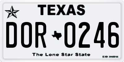 TX license plate DOR0246