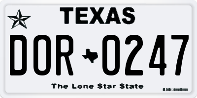 TX license plate DOR0247