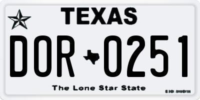 TX license plate DOR0251