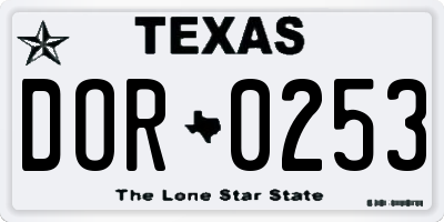 TX license plate DOR0253