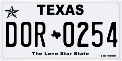 TX license plate DOR0254