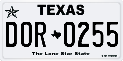 TX license plate DOR0255