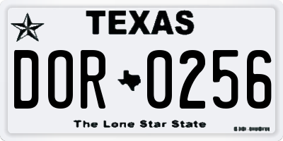 TX license plate DOR0256