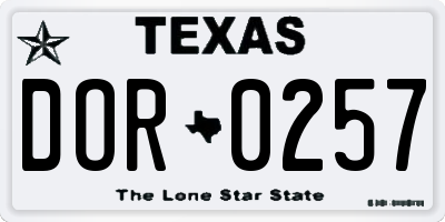 TX license plate DOR0257