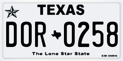 TX license plate DOR0258