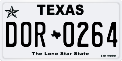 TX license plate DOR0264