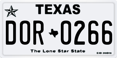 TX license plate DOR0266