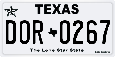 TX license plate DOR0267