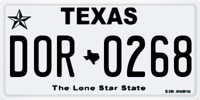 TX license plate DOR0268
