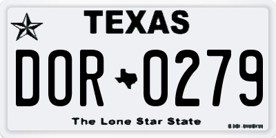 TX license plate DOR0279