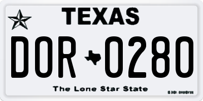 TX license plate DOR0280