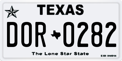 TX license plate DOR0282