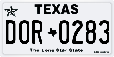 TX license plate DOR0283