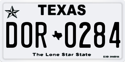 TX license plate DOR0284