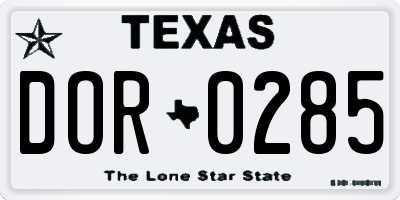 TX license plate DOR0285