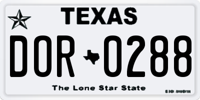 TX license plate DOR0288