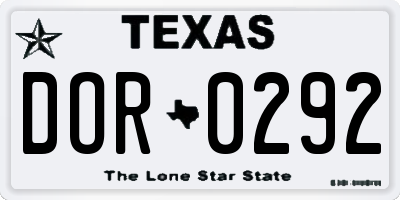 TX license plate DOR0292
