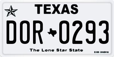 TX license plate DOR0293