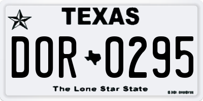 TX license plate DOR0295