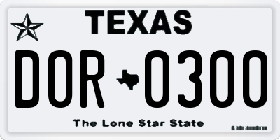 TX license plate DOR0300
