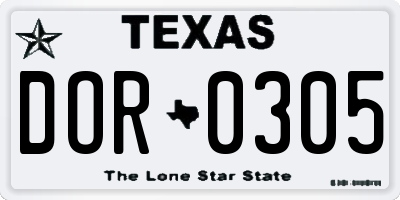 TX license plate DOR0305
