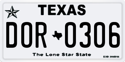 TX license plate DOR0306