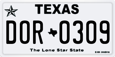 TX license plate DOR0309