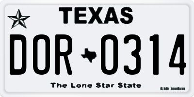 TX license plate DOR0314