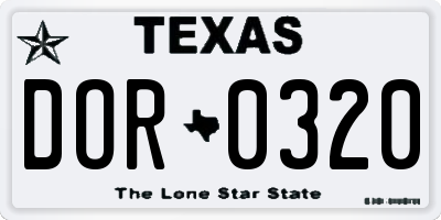 TX license plate DOR0320