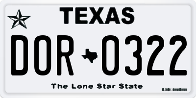 TX license plate DOR0322