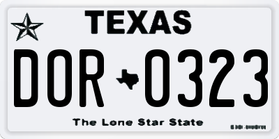 TX license plate DOR0323