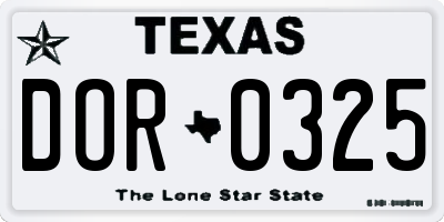 TX license plate DOR0325