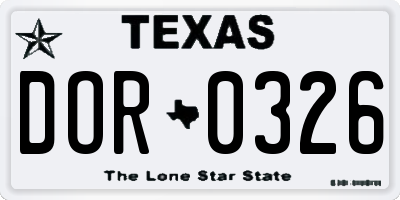 TX license plate DOR0326