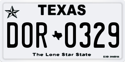 TX license plate DOR0329