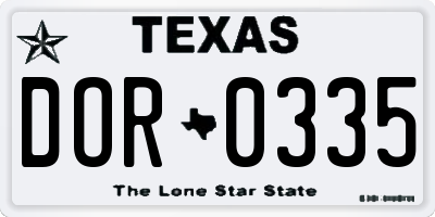 TX license plate DOR0335