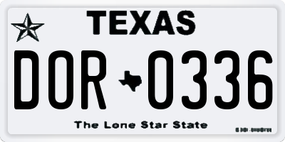 TX license plate DOR0336